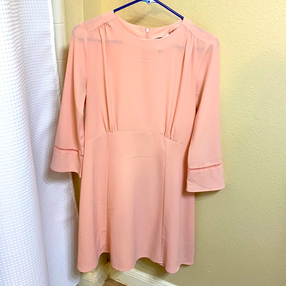 Divided Long Sleeve Pink Dress